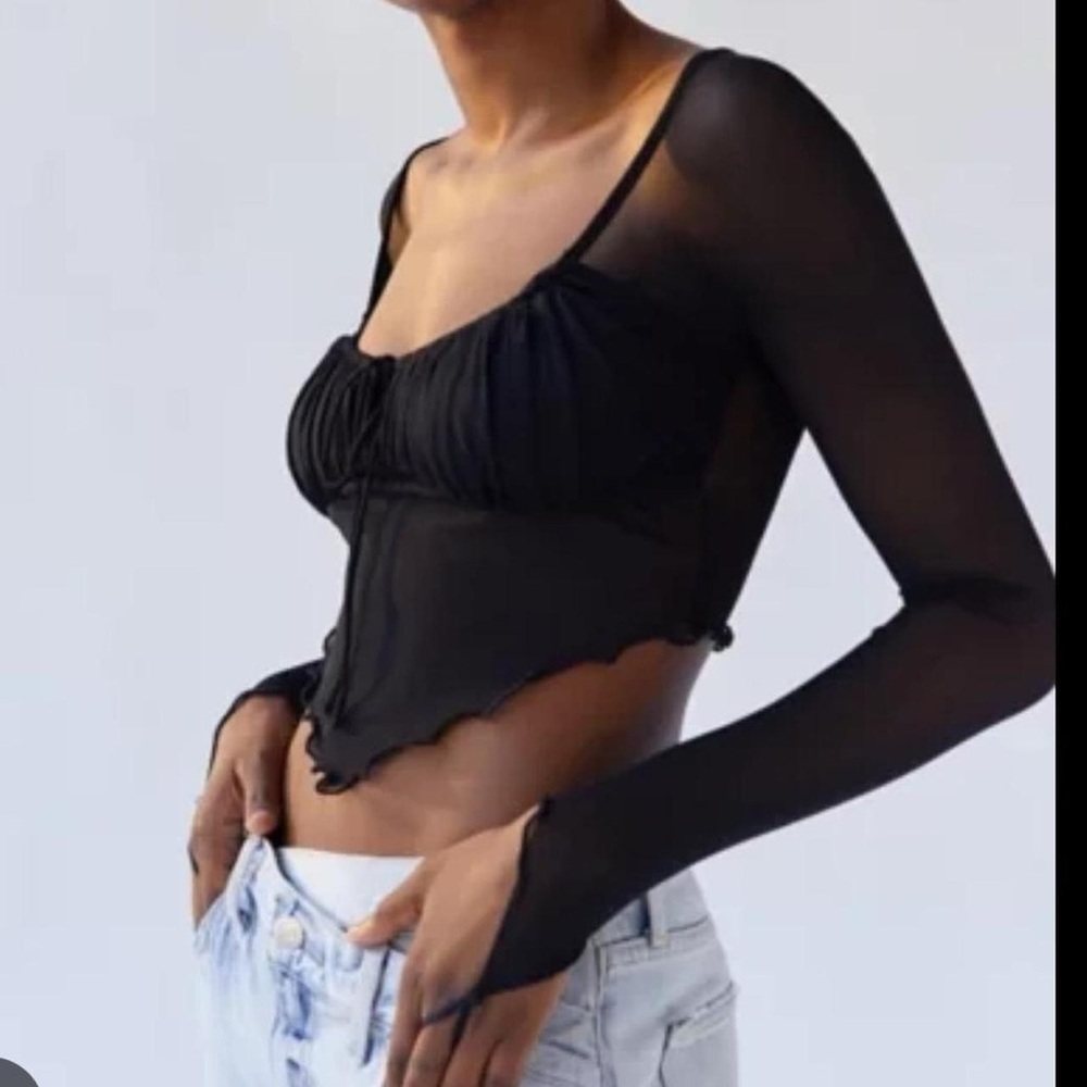 Elegant Black Sheer Long Sleeve Top